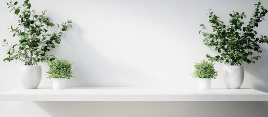Minimalist White Shelf With Plants