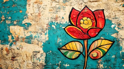 Classical Madhubani Painting Art, Abstract Image, Texture, Pattern Background, Wallpaper, Cover and Screen for Smartphone, PC, Laptop, 9:16 and 16:9 Aspect Ratio