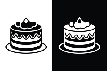 Cake birthday icon vector design silhouette logo icon on white background.