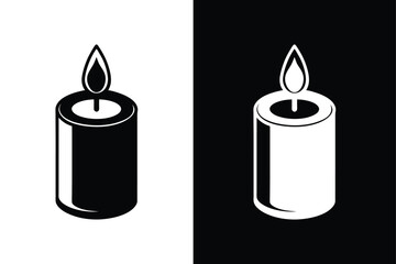 Christmas candles isolated on white background. Candle icon, logo isolated on white background.