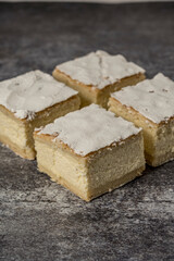ricotta cake on a grey background
