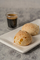 cassava chipa on gray background coffee