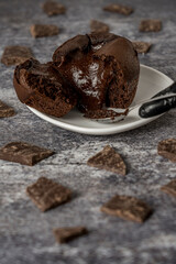 chocolate volcano grey background