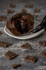 chocolate volcano grey background