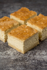 ricotta cake on a grey background