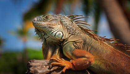 Obraz premium Green iguana (Iguana iguana), also known as the American iguana