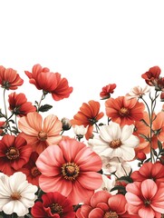 Obraz premium Red and White Floral Border on White Background