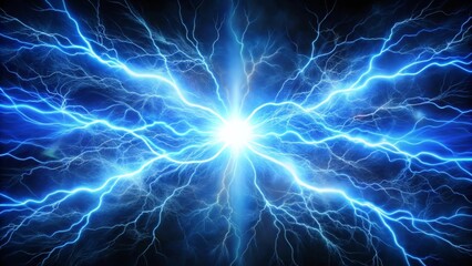 Blue plasma rays emanating from a powerful electrical discharge