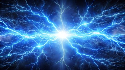Obraz premium Blue plasma rays emanating from a powerful electrical discharge