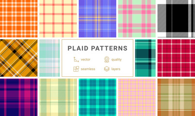 Bold check patterns with stripes and textured backgrounds. A perfect collection for Scottish or English themed textile and clothing projects.