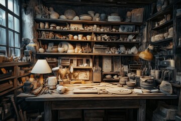 Obraz premium An organized workbench with various tools and equipment, perfect for DIY, crafting, and workshops