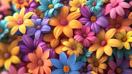 Fototapeta premium Colorful 3D Flowers Background Pattern