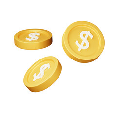 flying 3d gold coins with dollar sign isolated transparent png