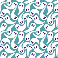 Halloween ghost seamless cartoon pattern for wrapping paper and fabrics
