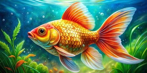 Fototapeta premium Vibrant Goldfish Coloring Page for Relaxation and Creativity in Art Therapy and Educational Settings