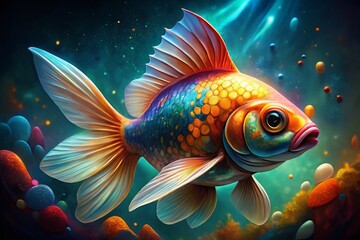 Fototapeta premium Vibrant Goldfish Symbol Design Representing Luck, Prosperity, and Positive Energy in Modern Art