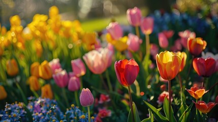 Spring flowers in a vibrant garden.