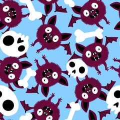 Halloween animals seamless bats vampire pattern for wrapping paper and fabrics