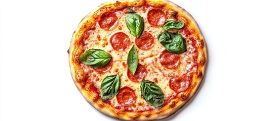 Delicious Pepperoni Pizza with Fresh Basil