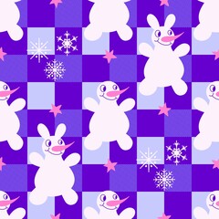 Winter seamless snowman pattern for fabrics and textiles and packaging
