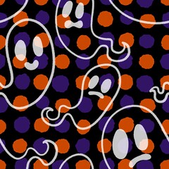 Halloween ghost seamless cartoon pattern for wrapping paper and fabrics