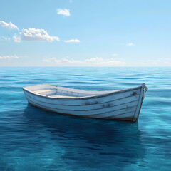 Empty Boat Swaying Peacefully on Tranquil Ocean Waves picture