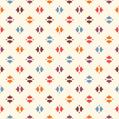 Minimalist pattern. Repeated stylized geometric figures ornament. Modern abstract background. Ornamental wallpaper. Simple digital paper, textile print. Seamless surface design. Vector illustration