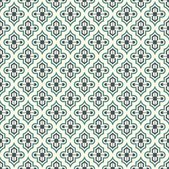 Seamless surface design with ogee ornament. Oriental traditional pattern with repeated mosaic tile. Tracery window wallpaper. Moroccan lantern motif. Arabesque digital paper, textile print. Vector art