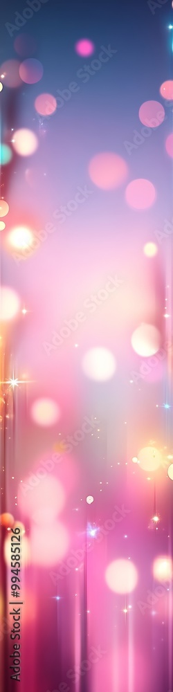 Wall mural a flowing pink and orange gradient background with bokeh and waves.
