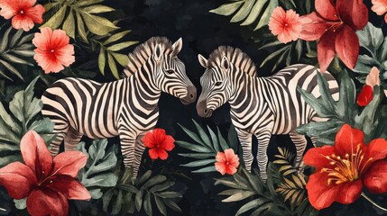 Exotic Zebra Pattern in Watercolor Style