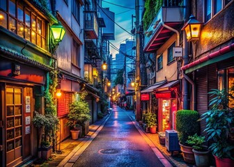 Obraz premium Vibrant Nightlife and Unique Architecture of Shinjuku Golden Gai in Tokyo, Japan Captured in Photos