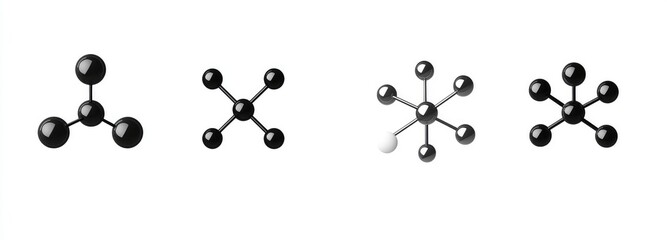 Detailed Black and White Collection of Cyclobutane Molecular Formula Icons