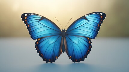 Obraz premium 3D Rendering of a Summer Blue Butterfly in Flight on a Light Background