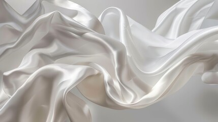 Obraz premium White silk satin fabrics flow effortlessly, creating soft, undulating shapes that capture light beautifully. The delicate material emphasizes elegance and sophistication in design