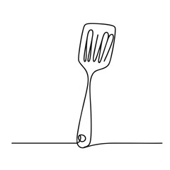 Spatula. Icon. Vector drawing. One line art. A simple drawing of a continuous line of kitchen utensils, dishes.