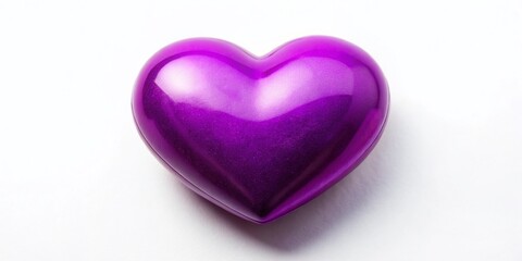 Obraz premium Vibrant Purple Heart Shaped Object on a Soft White Background for Romantic and Creative Themes