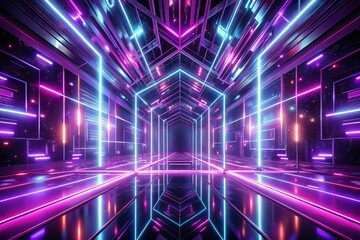 Fototapeta premium Vibrant Purple Neon Abstract Background with Glowing Light Effects for Modern Design Projects