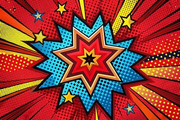 Fototapeta premium Vibrant Red Pop Art Background with Bold Patterns and Dynamic Shapes for Creative Projects and Designs