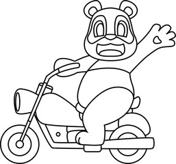 Panda Motorcycle Animal Vector Graphic Art Illustration