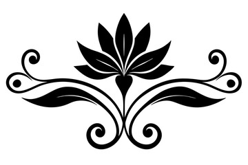 Floral Underline Elements Silhouette Vector Illustration Elegant Decorative Borders and Line Art Flower Accents