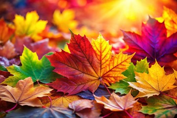 Fototapeta premium Vibrant September Background with Colorful Leaves and Autumn Hues for Seasonal Designs and Themes