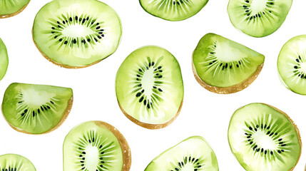 Fototapeta premium kiwi pattern. seamless watercolor background.