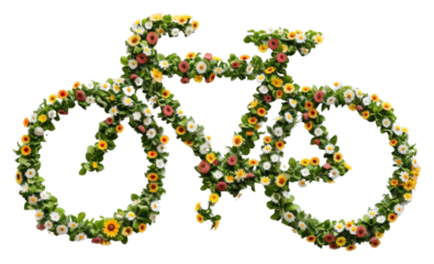 PNG Flat flower bicycle icon shape plant accessories accessory.