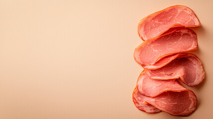 Slices Of Lunch Meat On Smooth Beige Surface For Sandwich Making