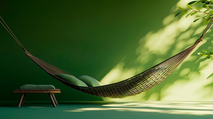 Hammock On Smooth Green Surface For Outdoor Relaxation