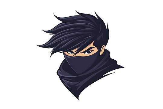 recommend clip art: Anime Ninja Character Portrait with Black Mask and Spiky Hair