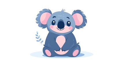 Naklejka premium Cute cartoon koala bear sitting on white background