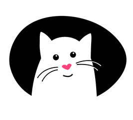 Happy  Cute cat is sitting. Vector illustration in a flat style.