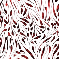 Seamless abstract textured pattern. Simple background with red, black, white texture. Digital brush strokes. Lines. Design for textile fabrics, wrapping paper, background, wallpaper, cover.