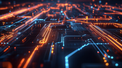 Orange and Blue Circuit Paths on a Digital Network